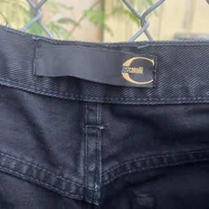 Roberto Cavalli Just Cavalli Distressed Skunk black white jeans